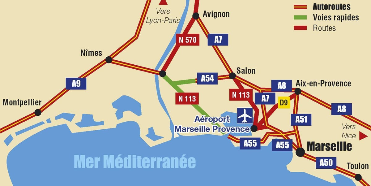 kaart Marseille maanteel