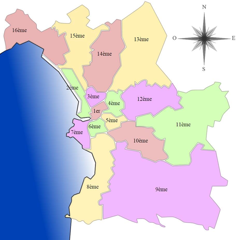 kaart Marseille ' arrondissement