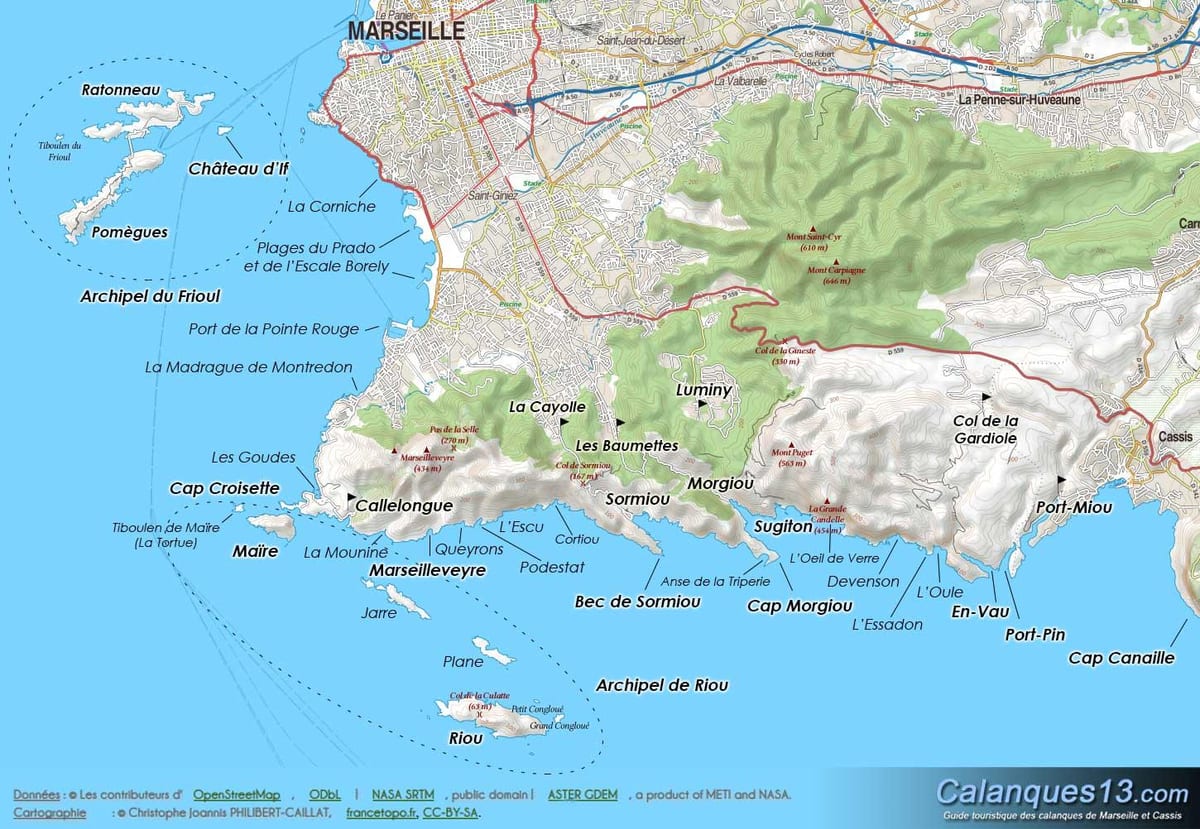 geograafiline kaart Marseille'