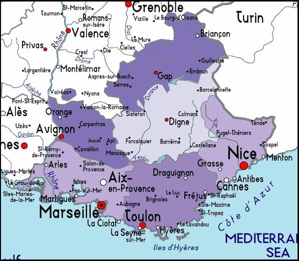kaart Marseille piirkonnas