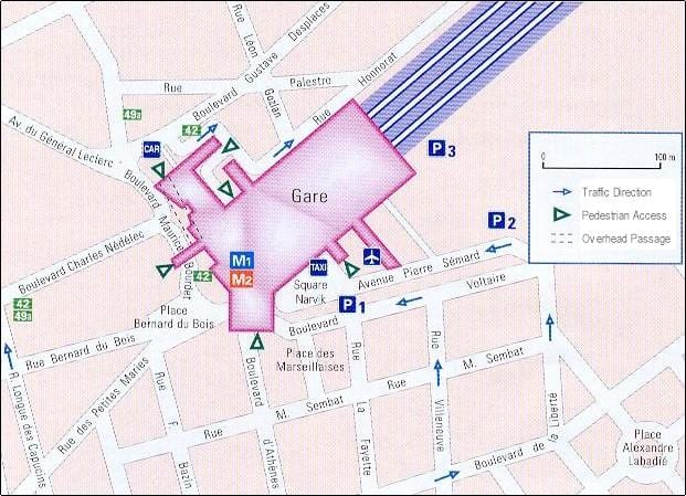 Marseille raudteejaam kaart