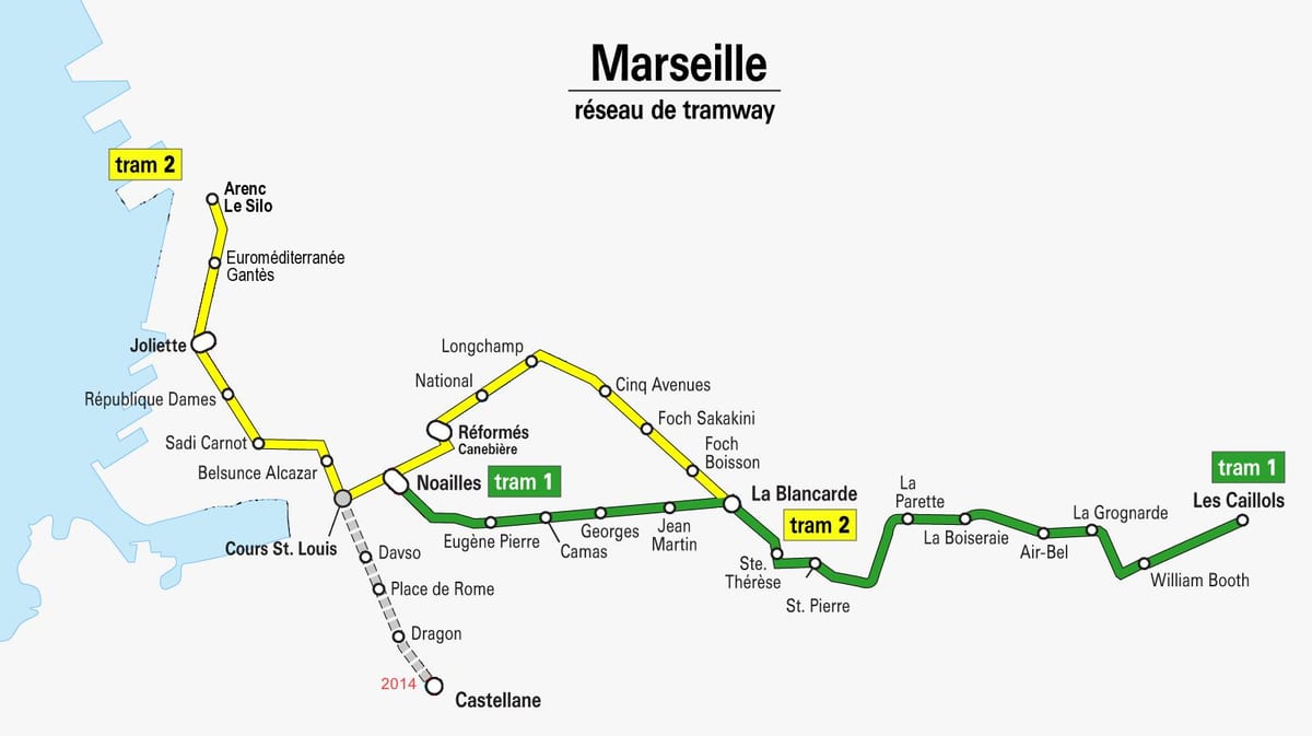 kaart Marseille ' tramm